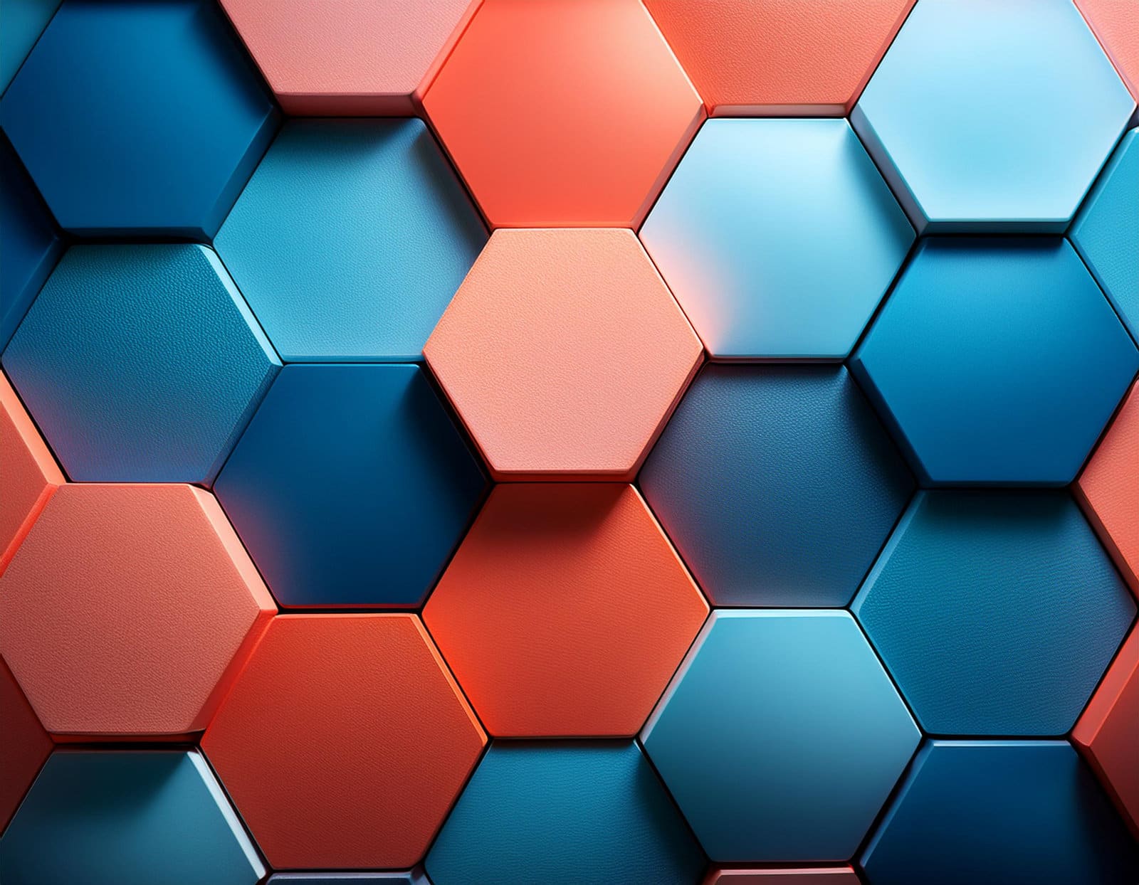 Abstract pattern of red and blue hexagons