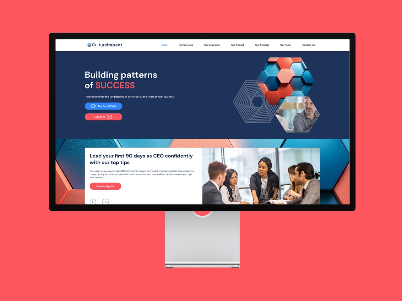 Culture Impact homepage on a desktop monitor