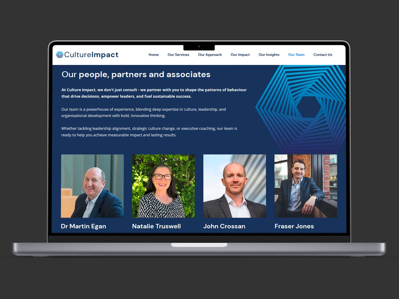 Culture Impact team page on a laptop