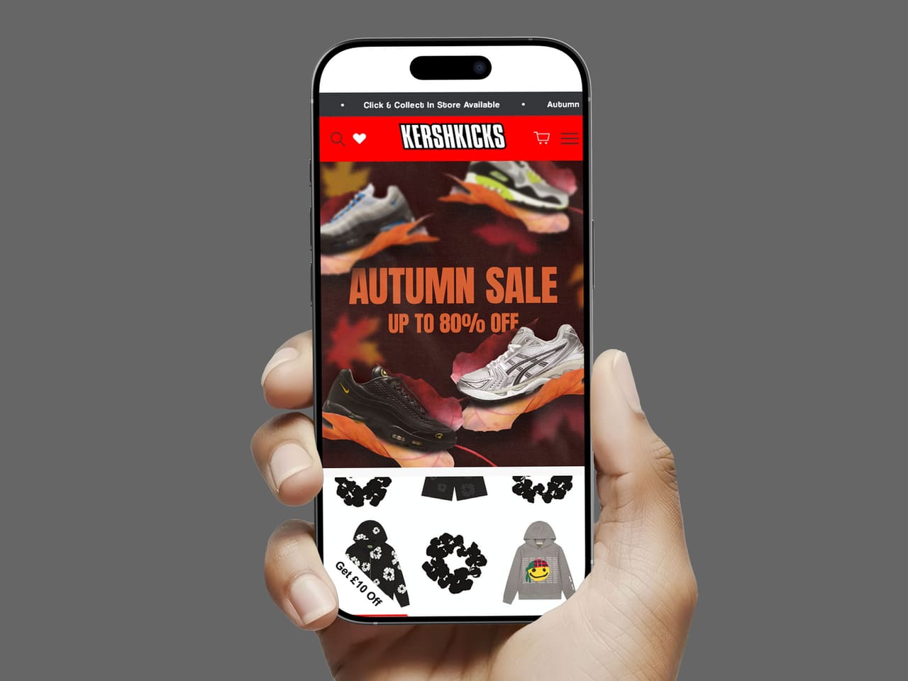 KershKicks store on a mobile phone